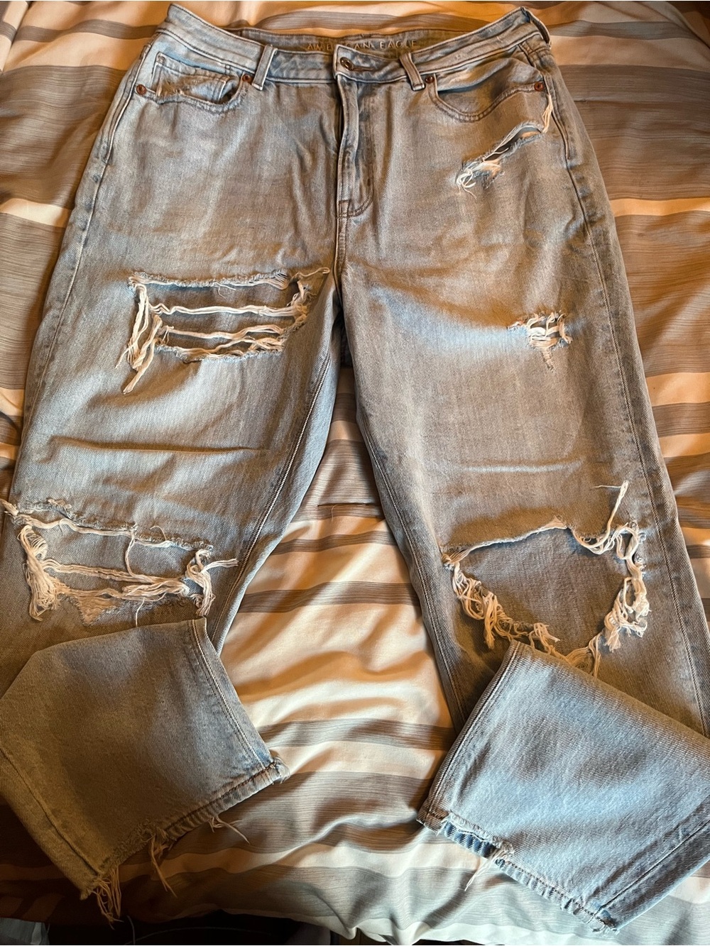American Eagle Outfitters Light Blue Ripped Boyfriend Jeans